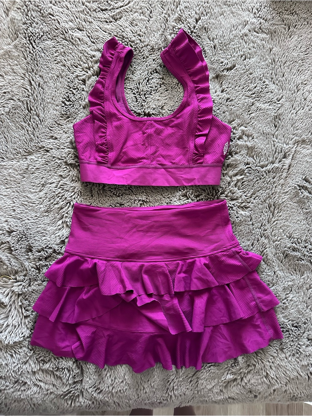 Free People Ruffle Me Up Bra & Ruffle Me Up Skirt in Wild Raspberry - Picture 2 of 9